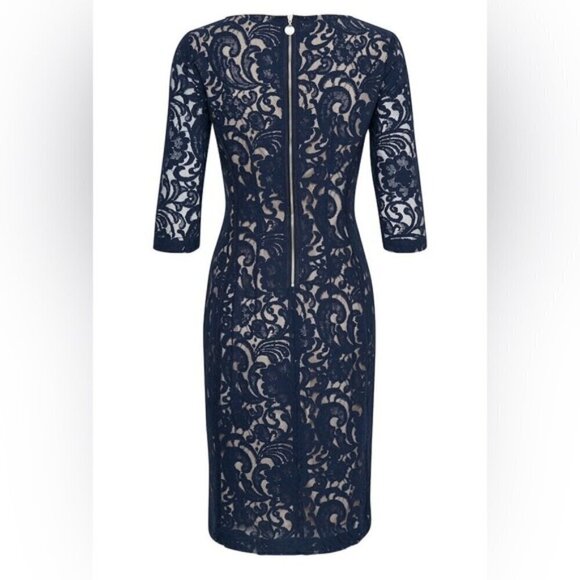 InWear midnight navy blue lace overlay PATRICE pencil DRESS size 6 - Picture 4 of 16